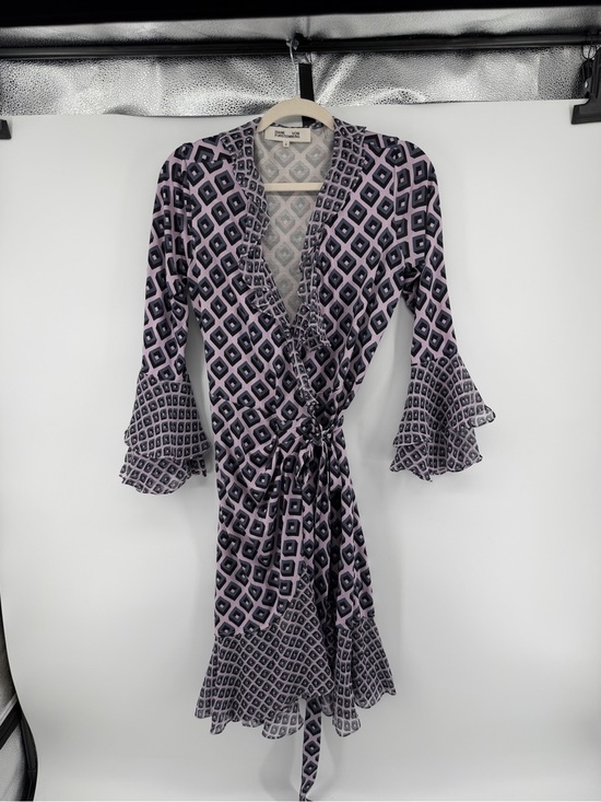Diane Von Furstenberg Dresses & Skirts - Diane Von Furstenberg Whimsigoth Retro Office Siren Lavender/Navy Midi Dress Sz8